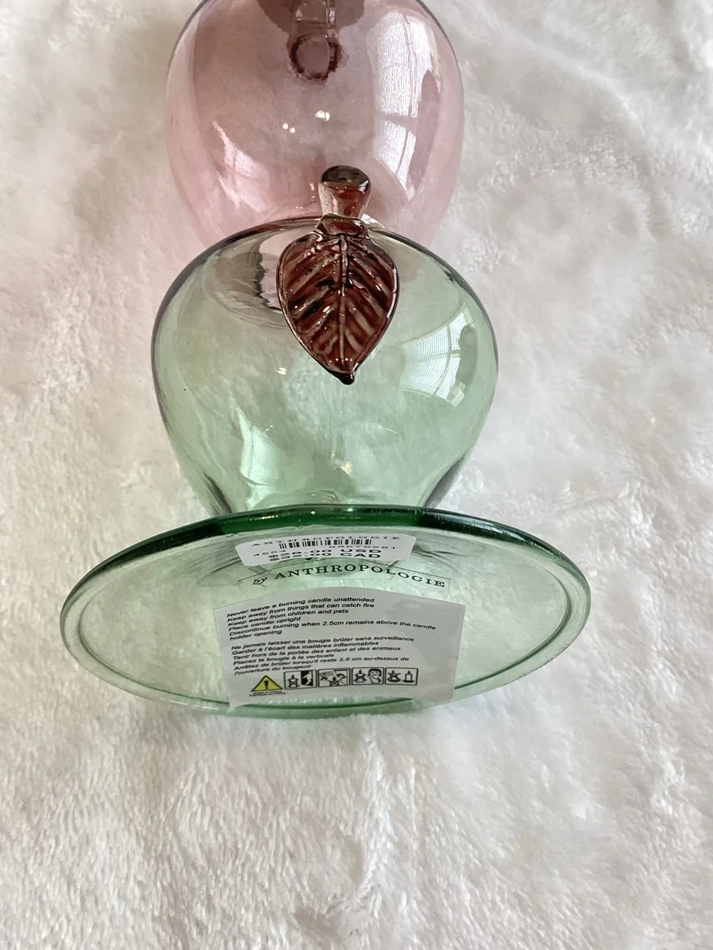 Anthropologie Harvest Fruit Icon Glass Candle Holder New Apples Fall Candlestick
